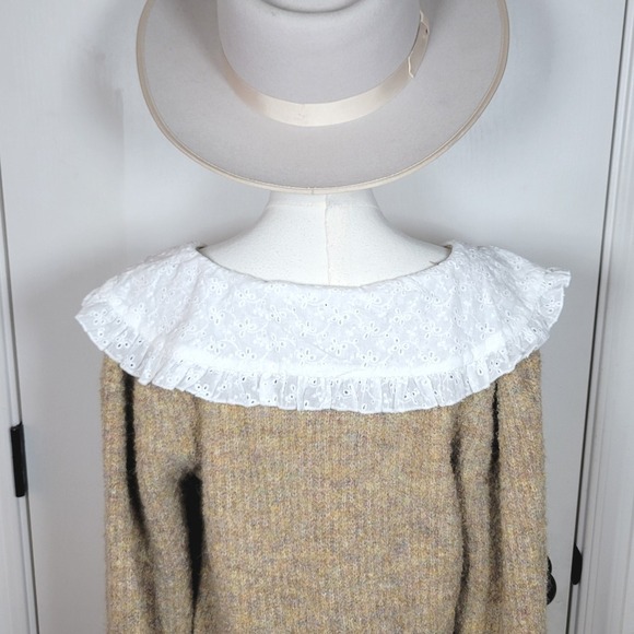 Lush Button Front Cardigan Sweater Eyelet Lace Collar Cottagecore, Whimsical, M - Picture 7 of 9